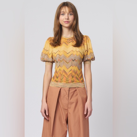 NWT ULLA JOHNSON PRISCILLA CHEVRON STRIPED KNIT SWEATER TOP SZ S - Picture 7 of 13